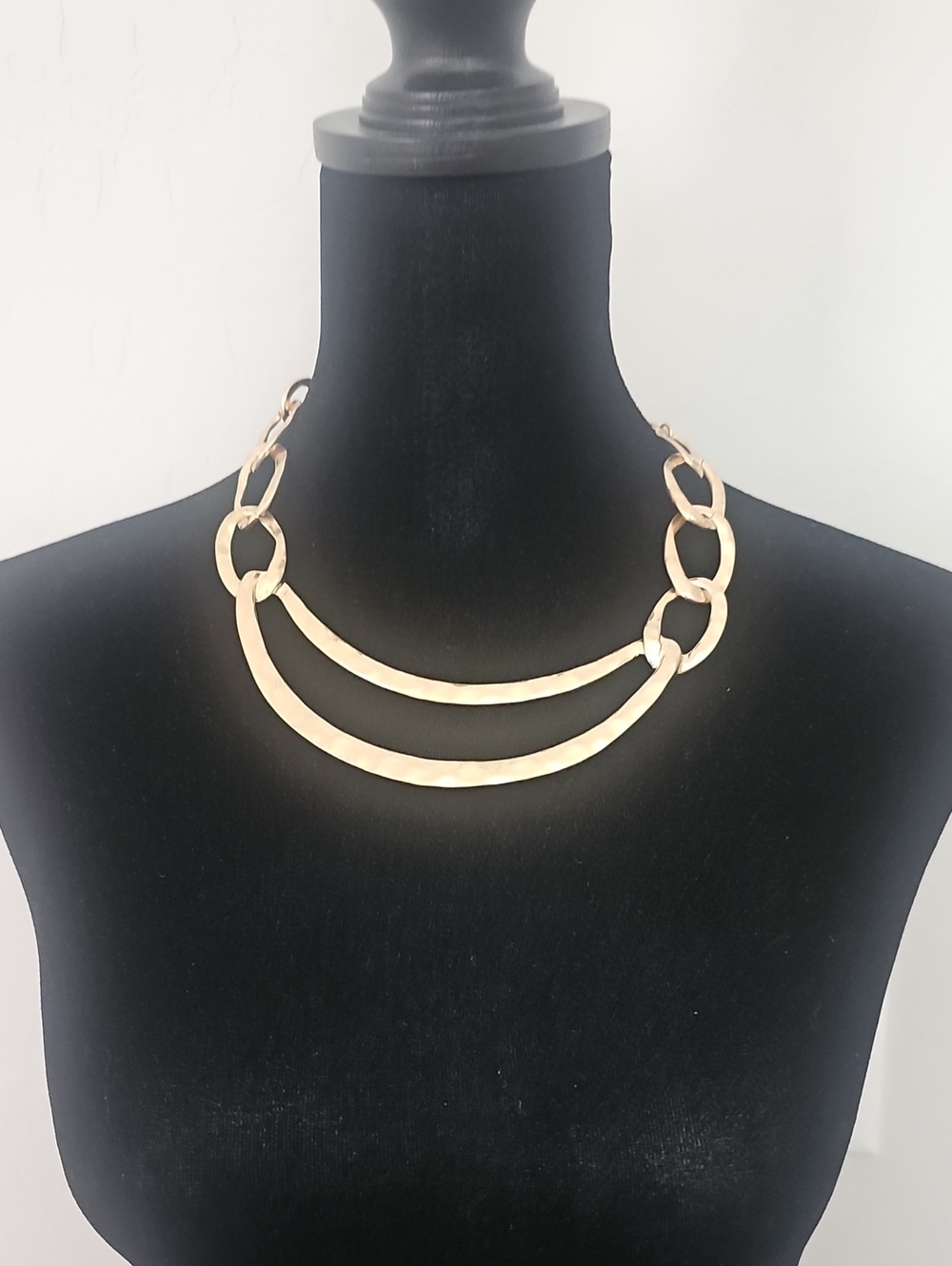 Style & Co. Elegant Hammered Gold Double-Arc Chain Necklace